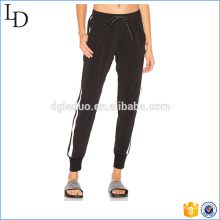 Black with side stripes jogging pants wholesale blank spandex pants